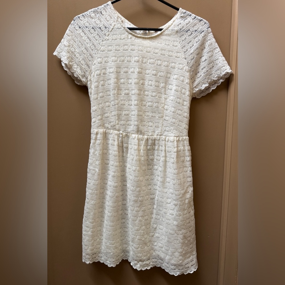 Free People Cream Lace Shift Dress